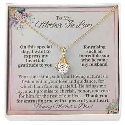 Mother In Law Gift for Mothers Day, To My Mother-In-Law Necklace