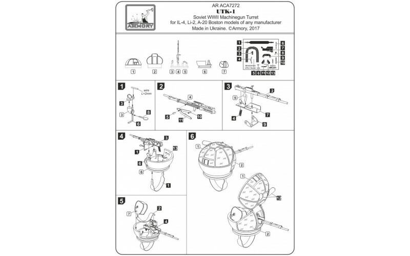 Armory ACA 7272 - Aircraft machinegun turret UTK-1 Soviet WWII 1/72 scale