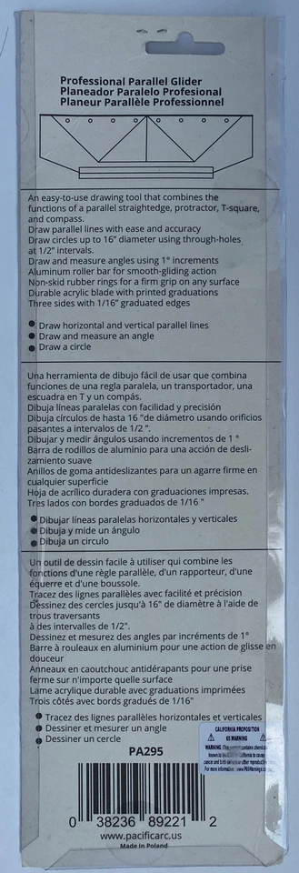 Professional Parallel Glider Rolling Ruler 10" PA295 by Pacific Arc - Image 2 of 2