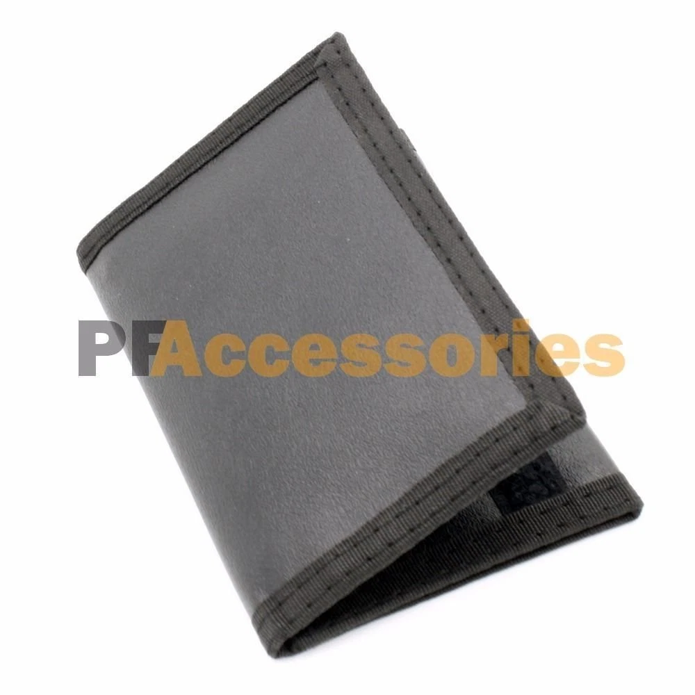 Mens Credit Card Trifold Nylon Wallet Black w Touch Fasteners Closure