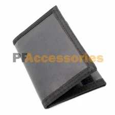 Mens Credit Card Trifold Nylon Wallet Black w/ Touch Fasteners Closure
