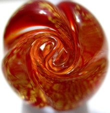 Murano Lamp Work Glass Ring Italy Infused 22K Gold Foil Flower Red Size 6