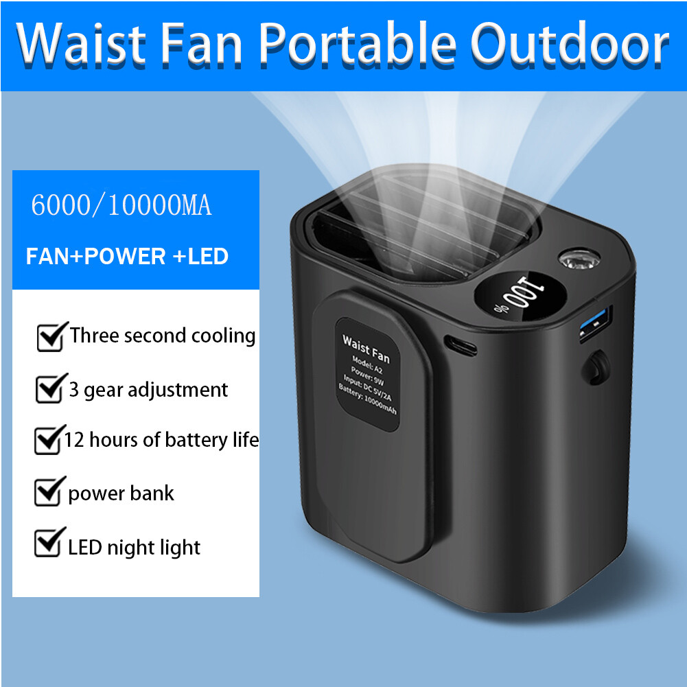 Portable Waist Fan Bladeless Electric Fan 10000mAh USB Rechargeable Travel-image