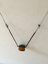 VTG Silver Necklace  22" L with Turtle Drum Pendant 1"H