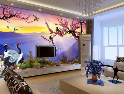 3D Mountain Crane G14945 Wallpaper Wall Murals Removable Self-adhesive Honey