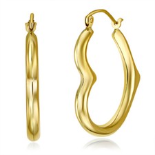 Wellingsale 14k Yellow Gold 4mm Heart Hoop Earrings 25 x 25 mm