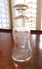 Antique Etched Clear Cut Crystal Oil / Vinegar Cruet