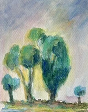 Original Abstract Landscape Watercolor Painting - Signed by Artist,  6” X 8”