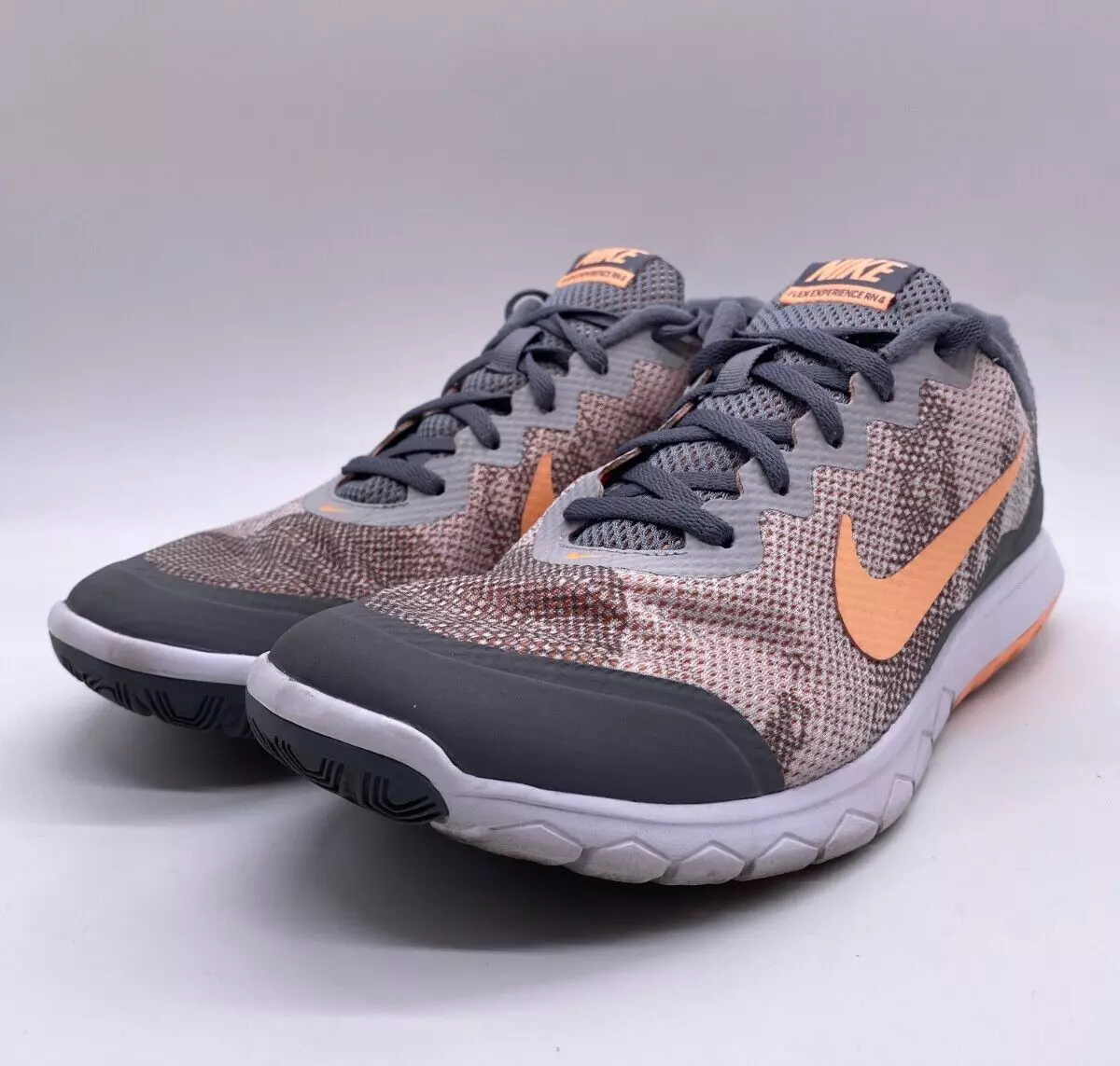 Nike Flex RN 4 Women Size 11 Gray Orange Running Athletic Shoes