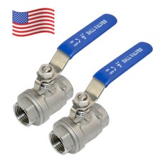 1/2 inch Ball Valve,Female NPT 316 Stainless Steel Full Port,2-Piece, 2Pack