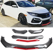 For Honda Accord Front Bumper Lip Splitter Spoiler Carbon Fiber Black+Red