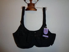 Bali Comfort-U Flower Full-Figure Bra Style 0180 Size 42D Black Underwire NWT