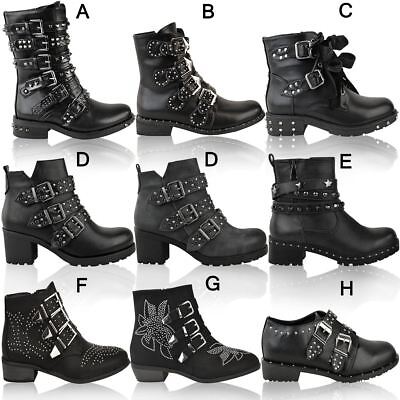 Womens Ladies Studded Flat Ankle Boots 