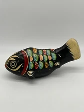 Vintage Tonala Mexican Art Pottery Colorful Hand Painted Fish Figurine