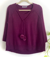 inCashmere Womens Sz Small 100% Cashmere Purple Pullover Mink Fur 