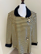Lily & Taylor New York Vintage Yellow Black Striped Double Breasted Jacket - Xl