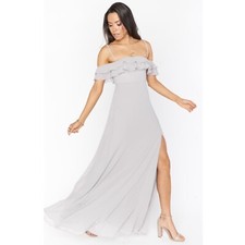 NWT Show Me Your Mumu Emma Ruffle Maxi in Dove Gray Chiffon Size Medium