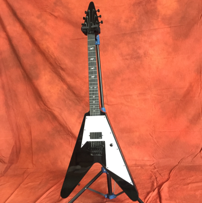 #ad Custom Flying V Electric Guitar Black Monkey Inlay Tremolo Bridge Mahogany Body $250.80