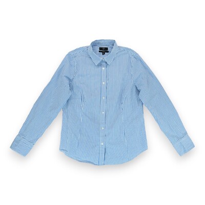 Crew 365 Curvy Slim Stretch Women's Shirt White Blue Striped