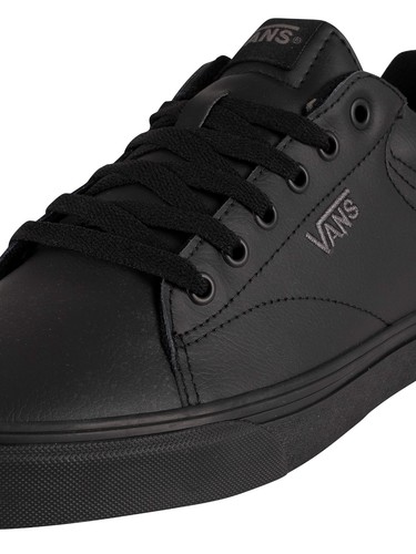 Seldan Tumble Leather Trainers, Black 