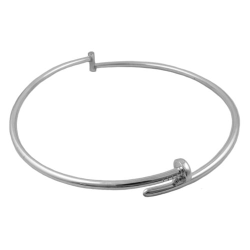 925 Sterling Silber Nagel Halsreif gepunzt aufklappbar Frontöffnung Damen Halskette - Bild 2 von 6