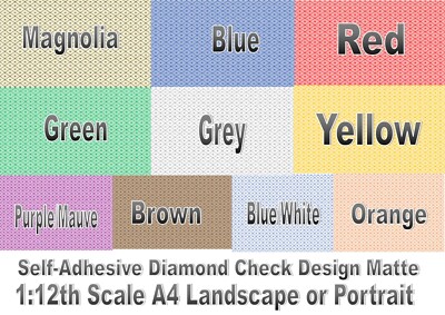 DOLLS HOUSE SELF-ADHESIVE MATTE WALLPAPER, DIAMOND CHECK LANDSCAPE/PORTRAIT