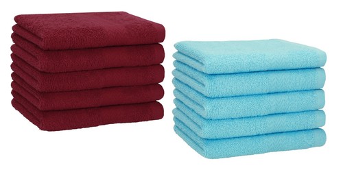 Betz Lot De 10 Serviettes Classic: Vieux Rose & Rouge Foncé, 100% Coton