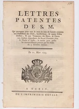 [NC] VALLE d' AOSTA - REGIE PATENTI - 21 MARZO 1753 - (IMPRIMERIE ROYALE)