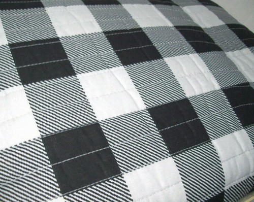 Wool Rich Rustic Gray Black Buffalo Check Plaid Full Queen Coverlet Quilt Shams - Picture 2 of 4