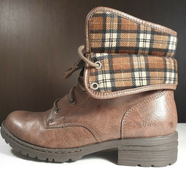 boots with plaid cuff