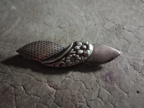 Vintage Art Deco Sterling Silver Georg Jensen Style Floral Pin