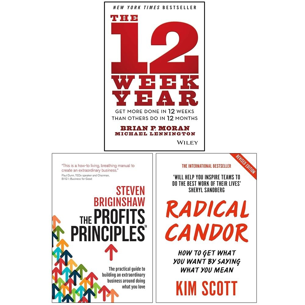 The 12 Week Year, The Profits Principles & Radical Candor 3 Books Collection Set