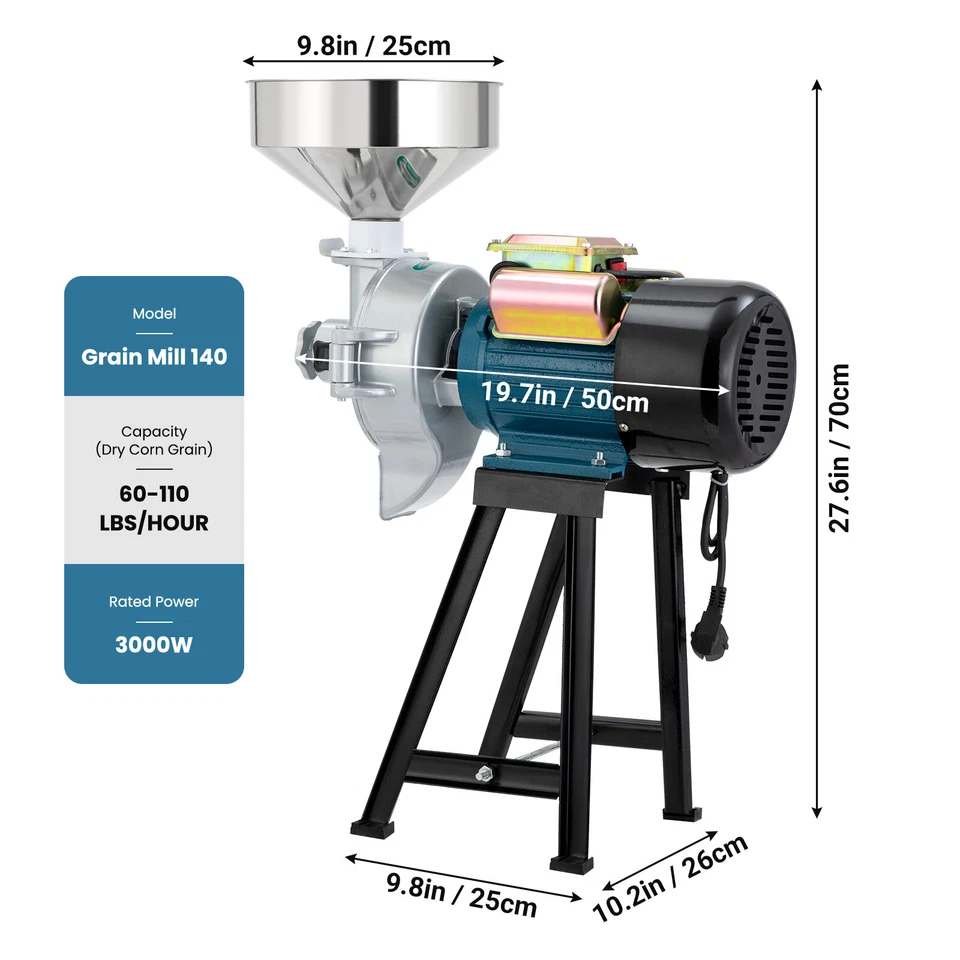Elektrische Getreidemühle Weizenmehl Getreidemühle Trockenmühle + Nassschleifer - Bild 4 von 4