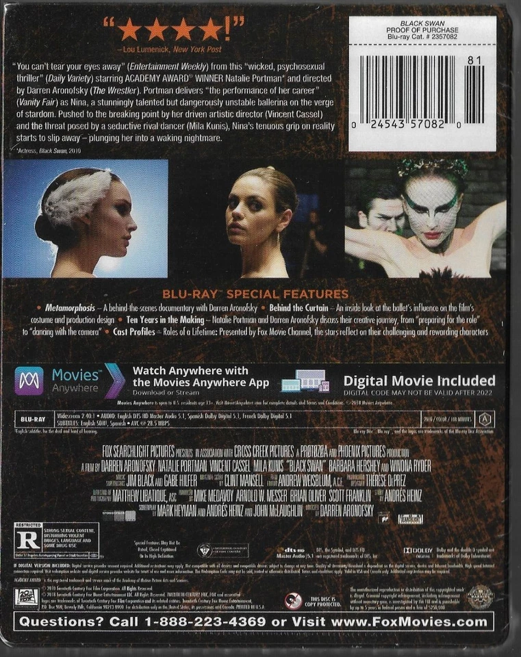 Black Swan steelbook (2010) [Blu-ray + Digital] (2018) NEW Aronofsky Portman - Image 2 of 2