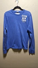 VTG Abercrombie Fitch Shirt Mens Large Muscle Fit Long Sleeve Spellout Logo Blue