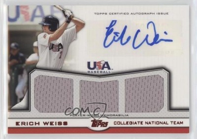 2011 Topps USA Baseball Team Triple Relics Red /25 Erich Weiss #ATR-EW Auto