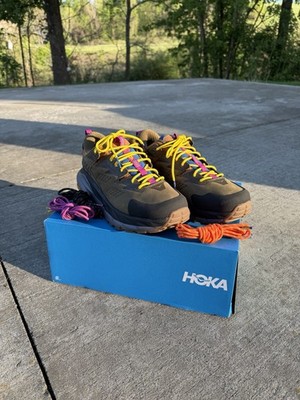 HOKA x Bodega Kaha Low GTX Hiking Shoes Men's 10.5 Brown Yellow Pink Blue (NIB)