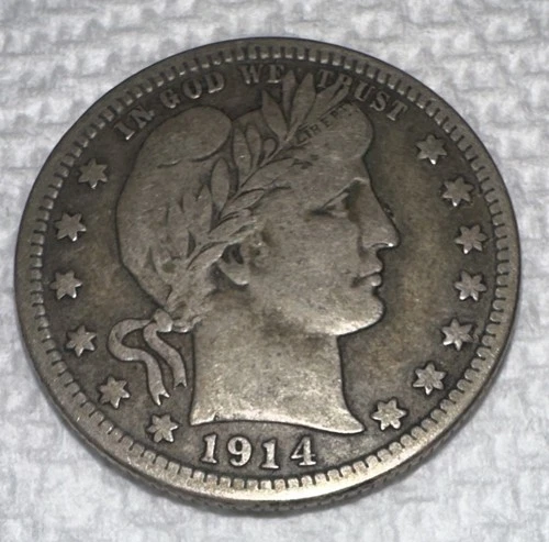 1914 D Barber Quarter Nice EF Condition