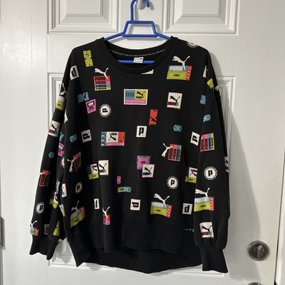   PUMA WOMEN BRAND LOVE OVERSIZED AOP CREW 534351 Size M (Fits Like Medium) 