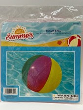 Hello Summer Inflatable Beach Ball 13.2" X 13.4" Multicolor For Ages 4