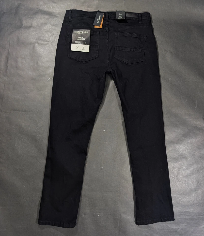 Pantalones de mezclilla Kenneth Cole para hombre talla 36x30 negros ajustados elásticos Foto 4 de 4