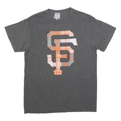 MLB Herren Grau Orange San Francisco Grafik T-Shirt M Kurzarm Rundhals