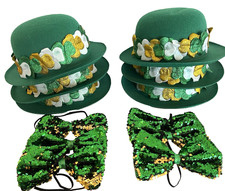 St. Patrick s Day Party Hat Leprechaun 6 Hats 6 Sequin Bowtie Party Lot