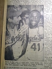 OCT 15, 1965 NEWSPAPER PAGE #1367-  SANDY KOUFAX HURLS DODGERS TO SERIES CHAMPS