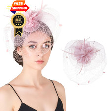 Fascinators Hats for Women, Tea Party Hat with Artificial One Size, Nude Pink