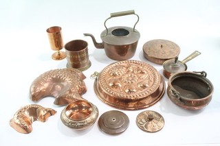 Vintage Copper Ware Inc Jelly Mould Kettle and Saucepans 3533g