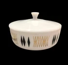 VTG Federal Glass 3.5 QT Casserole Dish w/OG  lid & "Black Diamond Pattern