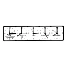 Five Time Zones Clocks & Desk Stand - Mirror