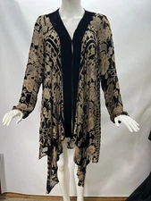 Citron Santa Monica Silk Rayon Velvet Burn Out Sheer Kimono Style Jacket M
