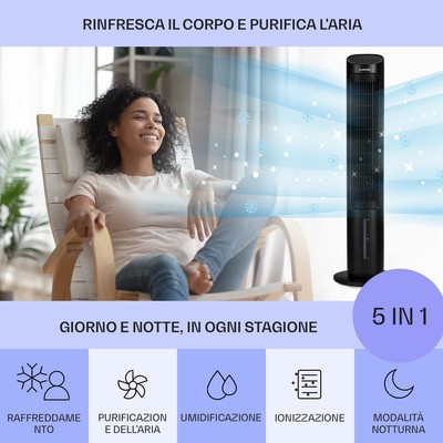Klarstein Condizionatore Portatile 5in1 - Raffrescatore, Umidificatore, Ventilatore, Senza Tubo, 7L - Foto 2